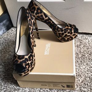 Michael Kors Leopard Peep toe heels
